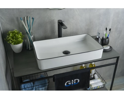 Раковина Gid Nc9399 52225 накладная белая / черная 60x34x11
