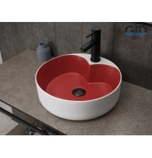 Раковина Gid N9013LS 52237 накладная красная матовая / белый графит 40x40x13