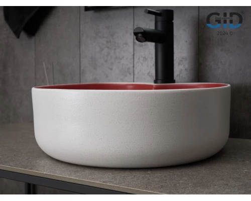Раковина Gid N9013LS 52237 накладная красная матовая / белый графит 40x40x13