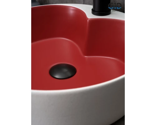 Раковина Gid N9013LS 52237 накладная красная матовая / белый графит 40x40x13