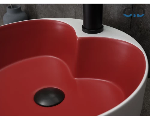 Раковина Gid N9013LS 52237 накладная красная матовая / белый графит 40x40x13