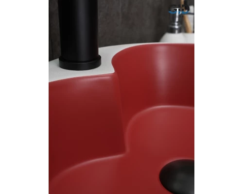 Раковина Gid N9013LS 52237 накладная красная матовая / белый графит 40x40x13