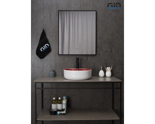 Раковина Gid N9013LS 52237 накладная красная матовая / белый графит 40x40x13