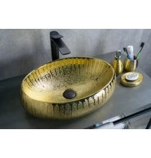 Раковина Gid 9030g 52234 накладная золотая 48x34x15