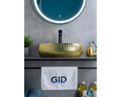 Раковина Gid 9030g 52234 накладная золотая 48x34x15