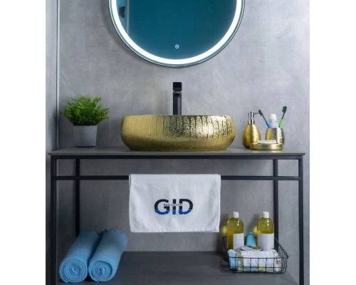 Раковина Gid 9030g 52234 накладная золотая 48x34x15