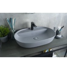 Раковина Gid Gm1346 53341 накладная серая матовая 61x41x14