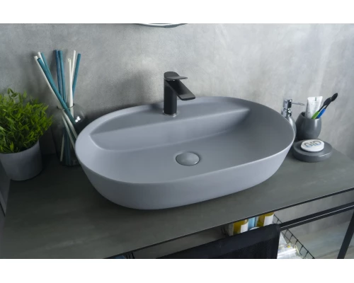 Раковина Gid Gm1346 53341 накладная серая матовая 61x41x14