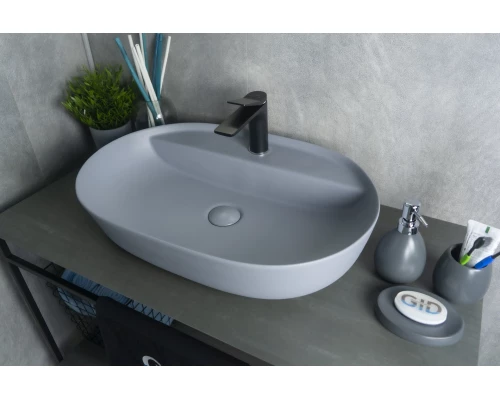 Раковина Gid Gm1346 53341 накладная серая матовая 61x41x14