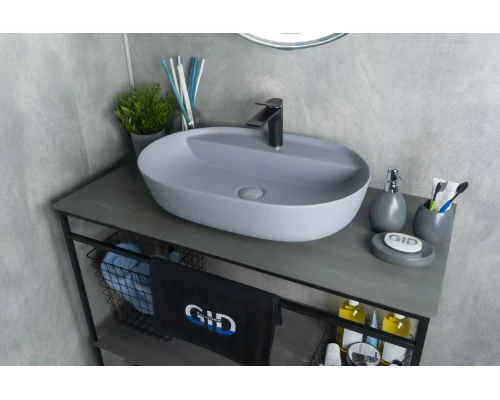 Раковина Gid Gm1346 53341 накладная серая матовая 61x41x14