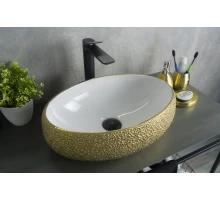 Раковина Gid Nc433 52219 накладная белая / золото 48x34x15