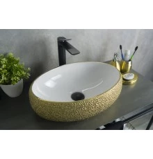 Раковина Gid Nc433 52219 накладная белая / золото 48x34x15