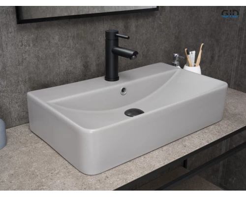 Раковина Gid Gm1344 52236 накладная серая матовая 61x35.5x14