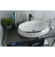 Раковина Gid Nc262 52201 накладная белая / хром 60x41x15