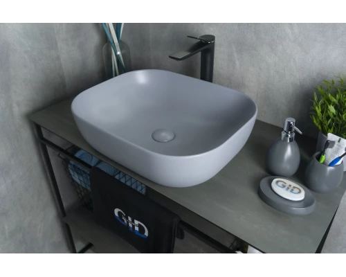 Раковина Gid Gm1302 53336 накладная серая матовая 50x40x14