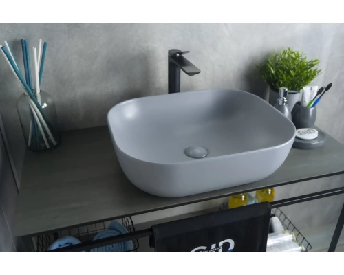 Раковина Gid Gm1302 53336 накладная серая матовая 50x40x14