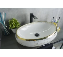 Раковина Gid Nc472 52222 накладная белая / золото 60x41x15