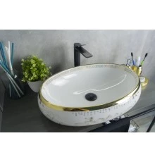 Раковина Gid Nc472 52222 накладная белая / золото 60x41x15