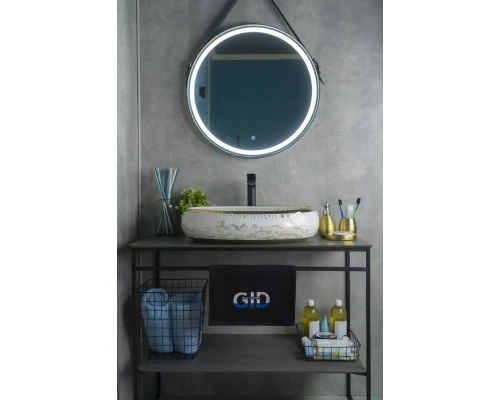 Раковина Gid Nc472 52222 накладная белая / золото 60x41x15