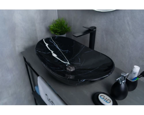 Раковина Gid Bs9811 54467 накладная под камень глянцевый 61x37x15