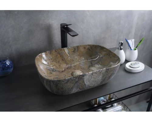 Раковина Gid Mnc333T 54474 накладная под камень глянцевый 46x32.5x13.5