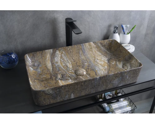 Раковина Gid Mnc396T 54475 накладная под камень глянцевая 60x34x11