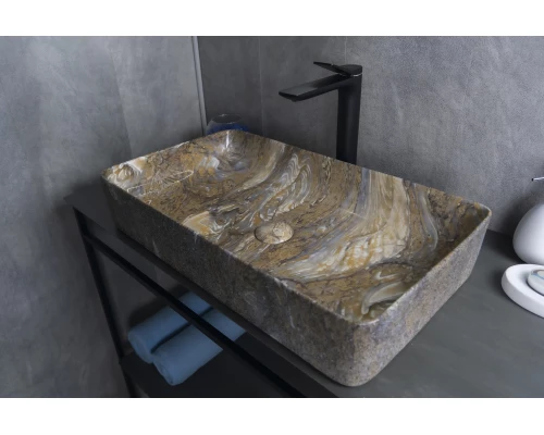 Раковина Gid Mnc396T 54475 накладная под камень глянцевая 60x34x11