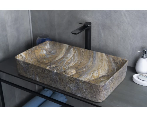 Раковина Gid Mnc396T 54475 накладная под камень глянцевая 60x34x11