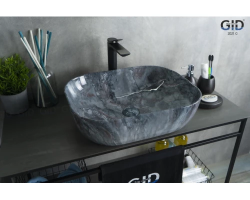 Раковина Gid   54401 накладная под камень глянцевая 50x40x14