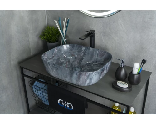 Раковина Gid   54401 накладная под камень глянцевая 50x40x14