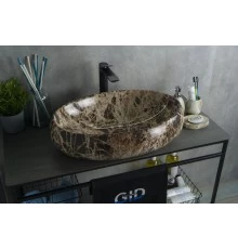 Раковина Gid Mnc168 54409 накладная под камень глянцевая 60x41x15