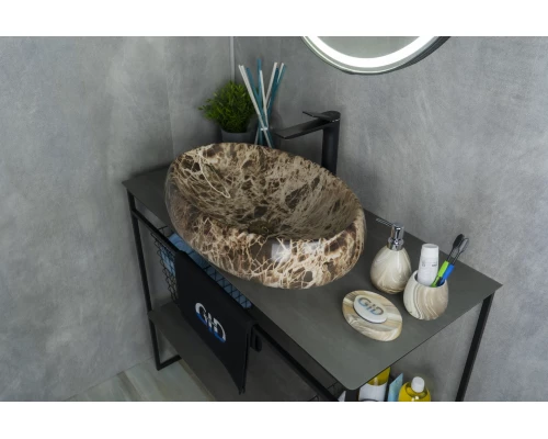 Раковина Gid Mnc168 54409 накладная под камень глянцевая 60x41x15