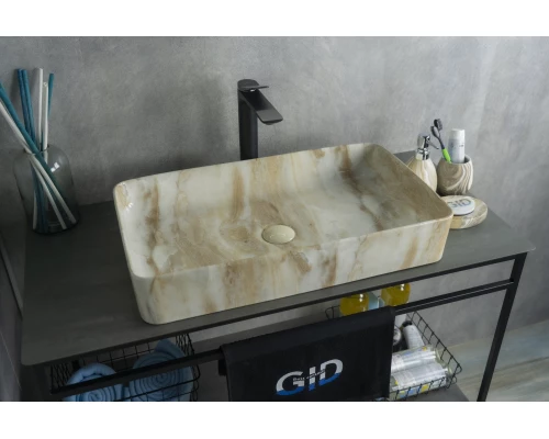Раковина Gid Mnc596 54457 накладная под камень глянцевая 60x34x11