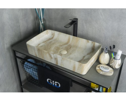 Раковина Gid Mnc596 54457 накладная под камень глянцевая 60x34x11