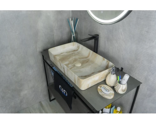 Раковина Gid Mnc596 54457 накладная под камень глянцевая 60x34x11