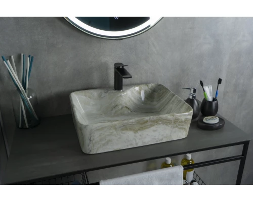 Раковина Gid Mnc605 54460 накладная под камень глянцевая 48x37x13