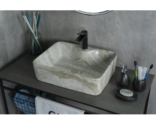 Раковина Gid Mnc605 54460 накладная под камень глянцевая 48x37x13