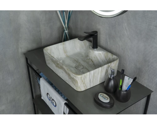 Раковина Gid Mnc605 54460 накладная под камень глянцевая 48x37x13