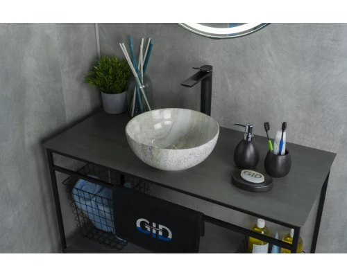 Раковина Gid Mnc487 54435 накладная под камень глянцевая 32x32x14