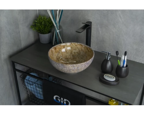 Раковина Gid Mnc489 54437 накладная под камень глянцевая 32x32x14