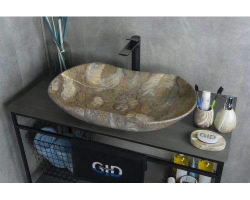 Раковина Gid Mnc503 54440 накладная под камень глянцевая 66.5x41x12