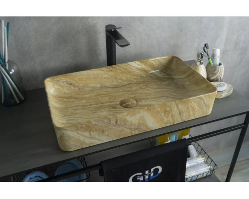 Раковина Gid Mnc595 54456 накладная под камень глянцевая 60x34x11