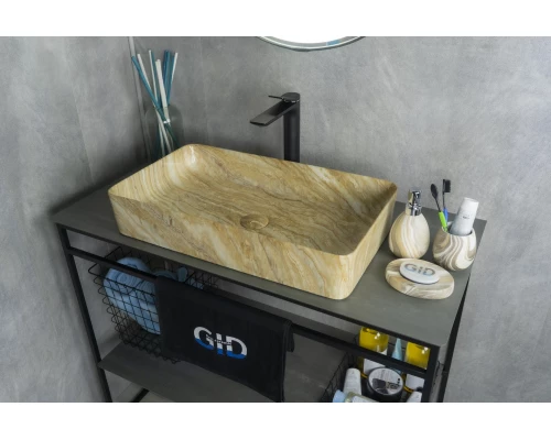 Раковина Gid Mnc595 54456 накладная под камень глянцевая 60x34x11