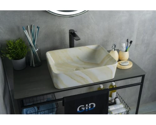 Раковина Gid Mnc600 54459 накладная под камень глянцевая 48x37x13
