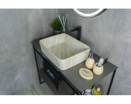 Раковина Gid Mnc600 54459 накладная под камень глянцевая 48x37x13