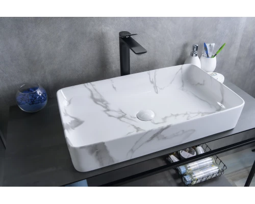 Раковина Gid Mnc396C 54476 накладная под камень глянцевая 60x34x11