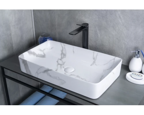 Раковина Gid Mnc396C 54476 накладная под камень глянцевая 60x34x11