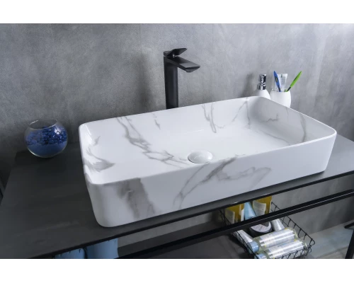 Раковина Gid Mnc396C 54476 накладная под камень глянцевая 60x34x11