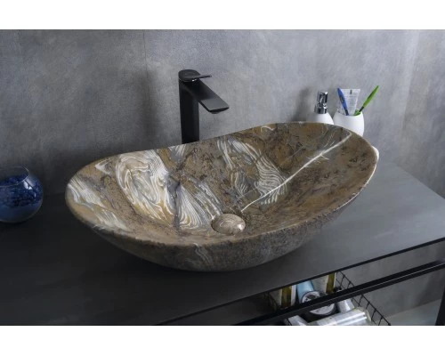 Раковина Gid Mnc811T 54477 накладная под камень глянцевая 61x37x15