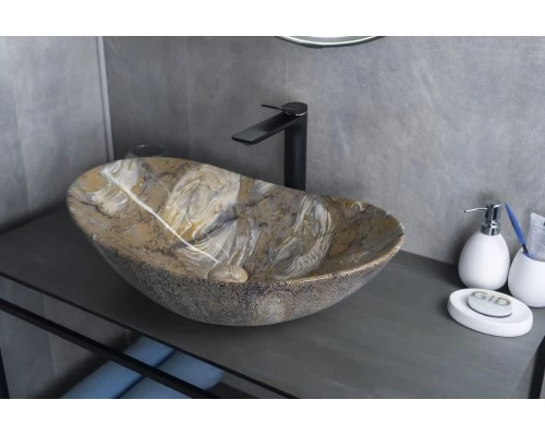 Раковина Gid Mnc811T 54477 накладная под камень глянцевая 61x37x15